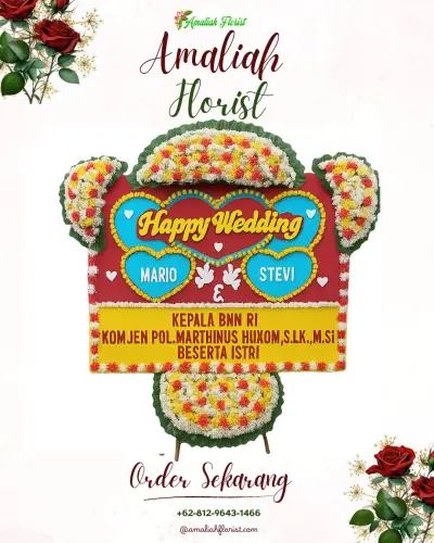 Karangan Papan Bunga Pernikahan di Pesantren